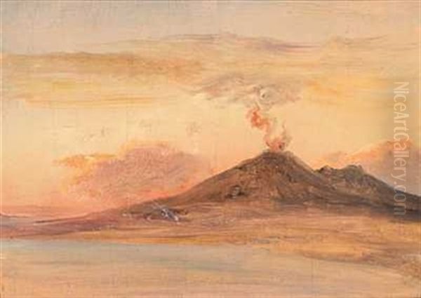 Napoli Gulfen Med Vesuvius Oil Painting by Johan Wilhelm Ludwig Dahl