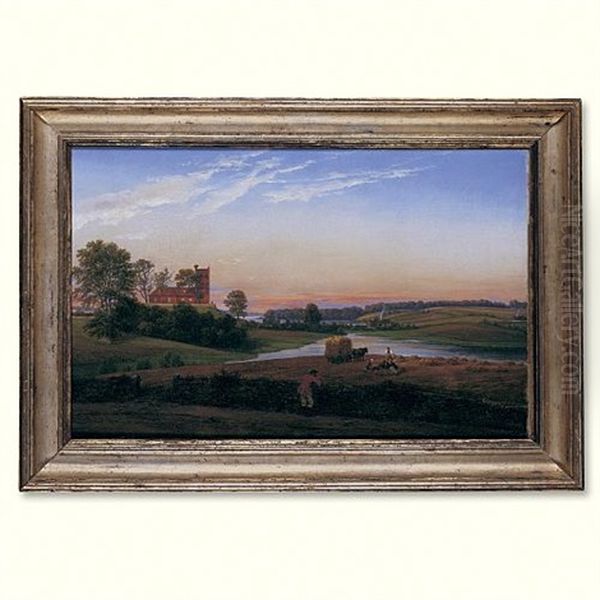 A View From Bavnebakken Near Soro Oil Painting by Johan Wilhelm Ludwig Dahl