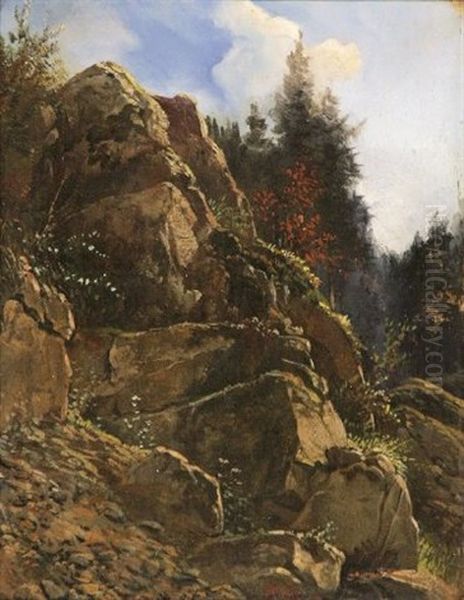 Parthie Aus Dem Rabenauer Grund Oil Painting by Johan Wilhelm Ludwig Dahl