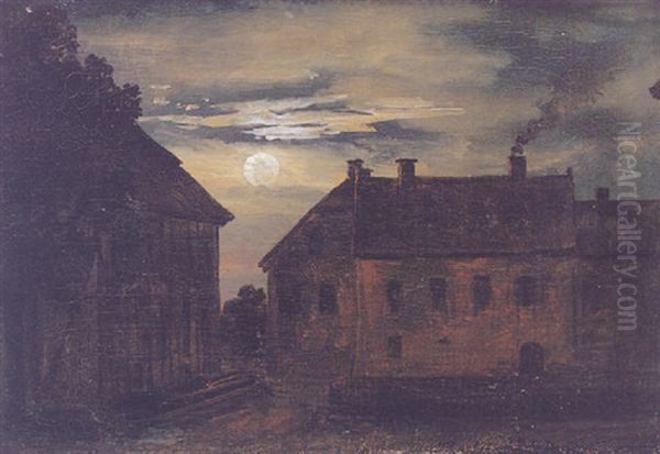 Gamle Hus I Manneskin Oil Painting by Johan Wilhelm Ludwig Dahl