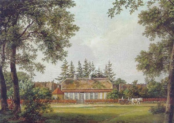 Skovridergarden Skovlyst Ved Hillerod Oil Painting by Johan Wilhelm Ludwig Dahl