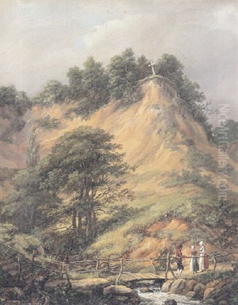 Klintekorset I Liselunds Hauge Paa Moen Oil Painting by Johan Wilhelm Ludwig Dahl