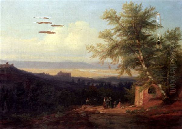 Italianate Landscape Oil Painting by Johan Wilhelm Ludwig Dahl