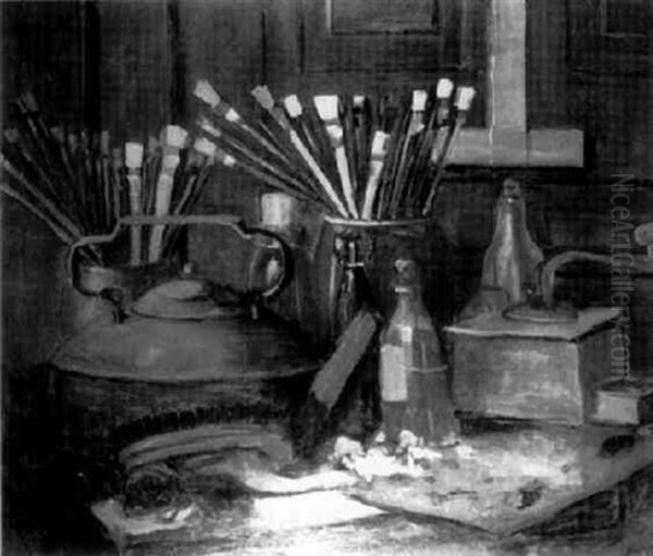 My Studio, A Still Life Oil Painting by Charles William Dahlgreen