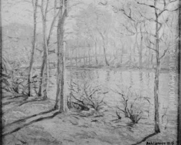 River Landscape With Cottage Oil Painting by Charles William Dahlgreen