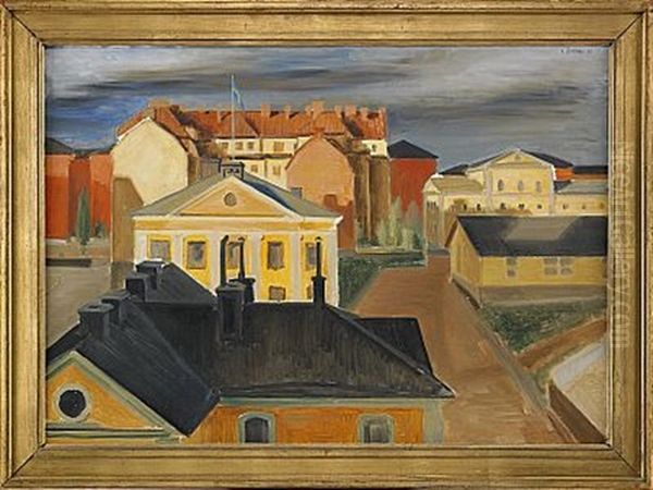 Utsikt Mot Fredrikshofs Slott, Stockholm Oil Painting by Ewald Albin Filip Dahlskog
