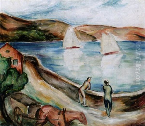 Landskap Oil Painting by Ewald Albin Filip Dahlskog