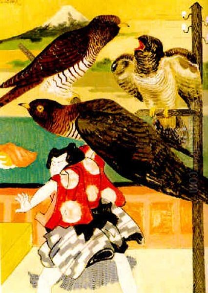 Japansk Inspiration Oil Painting by Ewald Albin Filip Dahlskog