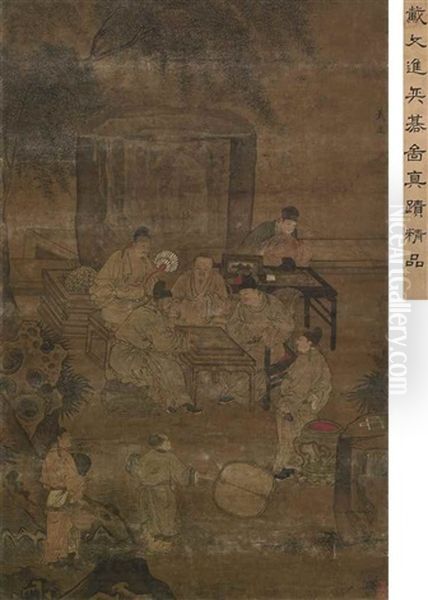 Playing Chess Oil Painting by Dai Jin