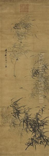 Bamboos In The Wind Oil Painting by Dai Mingyue