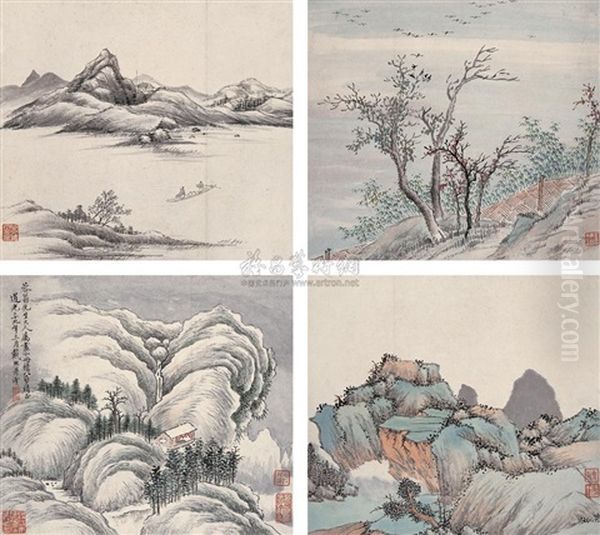 Landscape (+ 7 Others; 8 Works) Oil Painting by Dai Xi