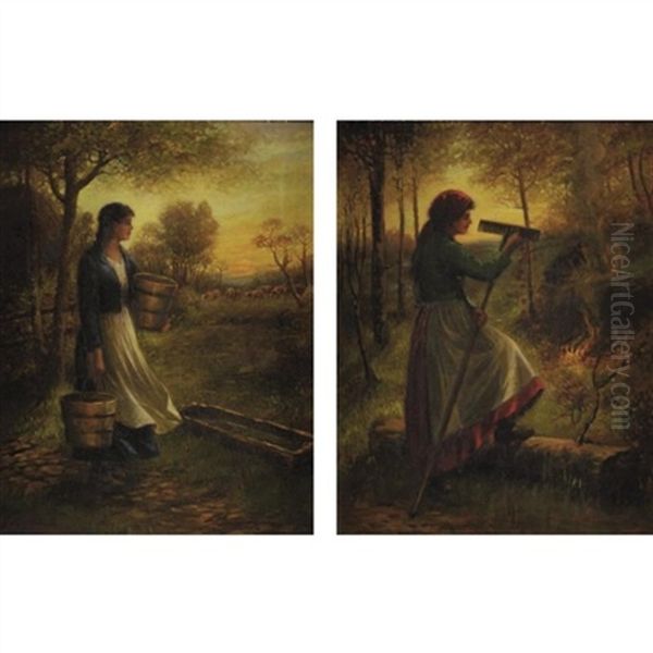 Twilight In The Fields (pair) Oil Painting by Elliot Daingerfield