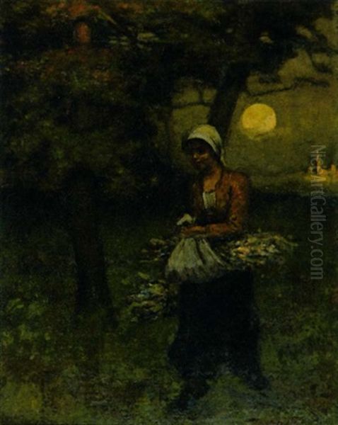 Straw Girl Oil Painting by Elliot Daingerfield