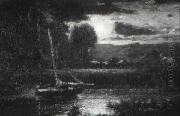 Moon Rising Over A Marsh Oil Painting by Elliot Daingerfield