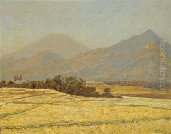 A Javanese Landscape Oil Painting by Carel Lodewijk Dake the Younger