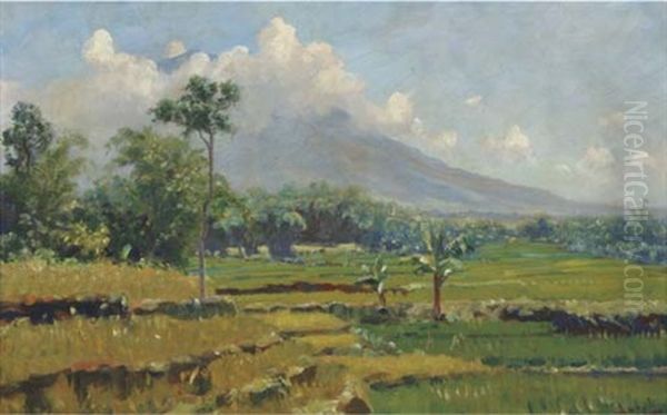 Landschap In West Java (gedeh) Oil Painting by Carel Lodewijk Dake the Younger