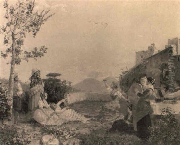 Festa In Giardino Oil Painting by Eduardo Dalbono