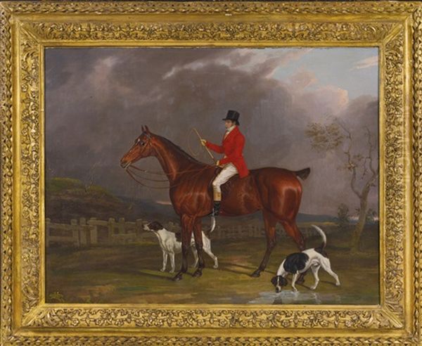 A Huntsman And Hounds Oil Painting by David of York Dalby