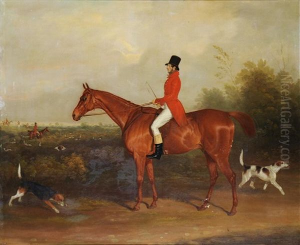 Chestnut Hunter With The Huntsman Up Oil Painting by David of York Dalby