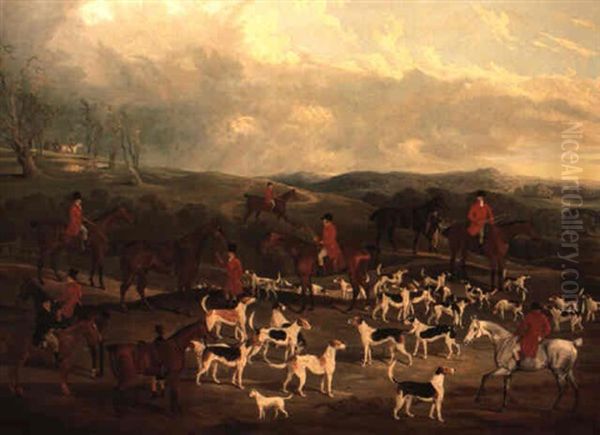The Hon. Edward Petre Of Stapleton Park With The Badsworth Hounds Oil Painting by David of York Dalby