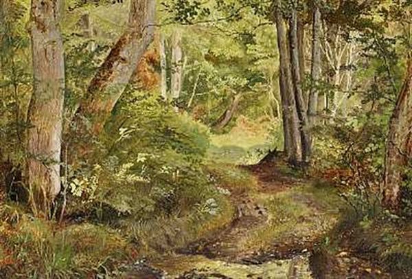 En Lysning I Skoven Oil Painting by Christen Dalsgaard