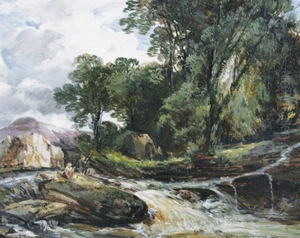 River Scene Oil Painting by James B. Dalziel