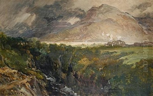 Country Landscape, Recto/verso (+ 2 Others; 3 Works) Oil Painting by James B. Dalziel