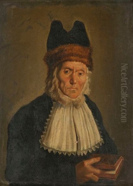 Portrait De David Sintzheim (1745-1812), Chef Du Grand Sanhedrin, 1er Grand Rabbin Du Consistoire Central Oil Painting by Michel Fr. Damane-Demartrais