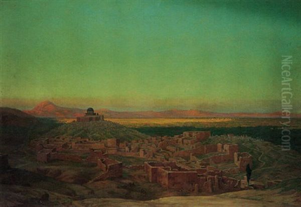 View Of A Middle Eastern Town Oil Painting by Eugene Damas