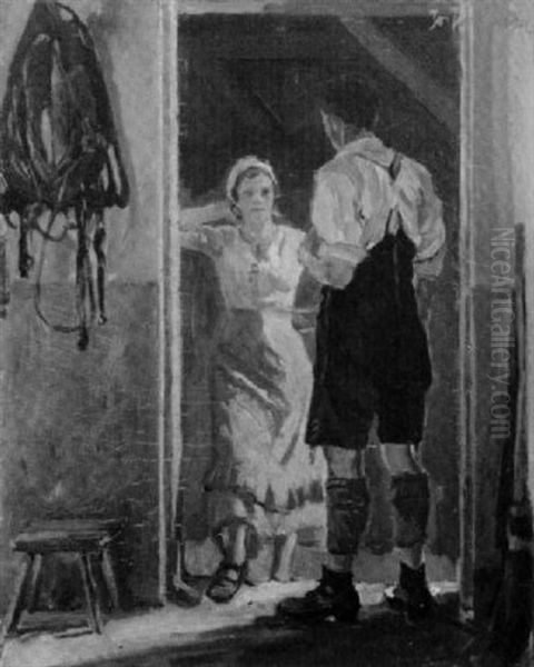 Im Hof Oil Painting by Joseph Damberger