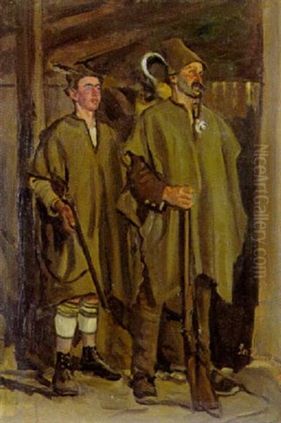 Portrat Zweier Haberfeldtreiber Oil Painting by Joseph Damberger