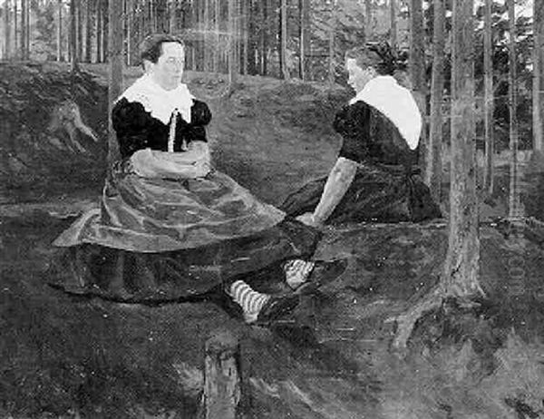 Die Rast Im Walde Oil Painting by Joseph Damberger