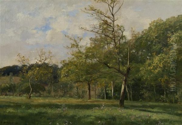 Summer Landscape With Trees Oil Painting by Pierre Emmanuel Eugene Damoye