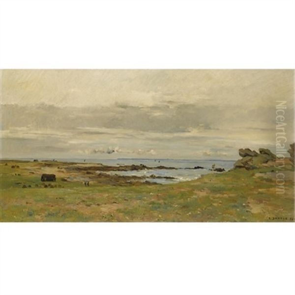 Sur La Cote Bretonne Oil Painting by Pierre Emmanuel Eugene Damoye