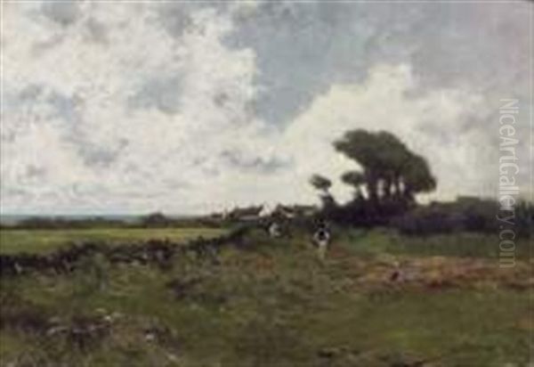 Paysage De Bord De Mer Oil Painting by Pierre Emmanuel Eugene Damoye