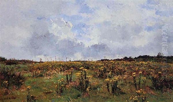 After The Rain Shower, Sologne Oil Painting by Pierre Emmanuel Eugene Damoye