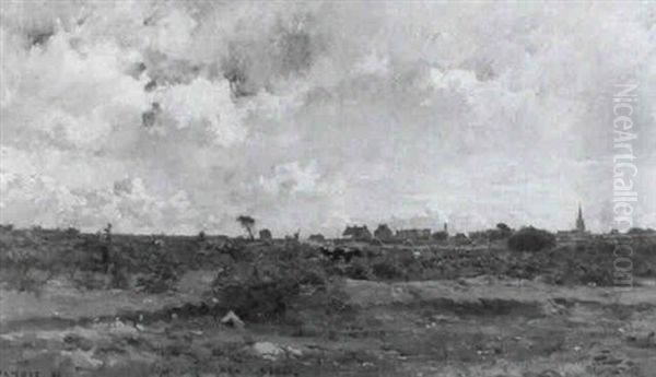 Weidelandschaft Oil Painting by Pierre Emmanuel Eugene Damoye