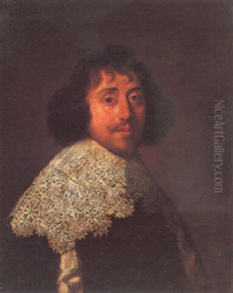 Portrait Of A Gentleman, Wearing A Black Cloak Oil Painting by Peter Danckerts De Ry
