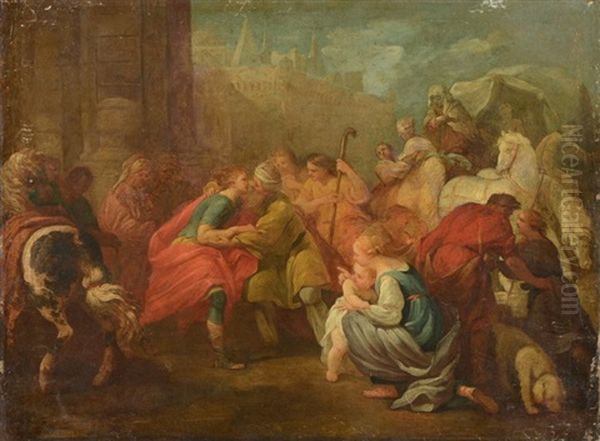 Joseph Retrouve Sa Famille Oil Painting by Michel-Francois Dandre-Bardon