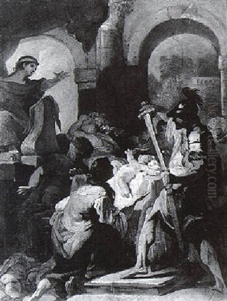 The Judgment Of Solomon Oil Painting by Michel-Francois Dandre-Bardon