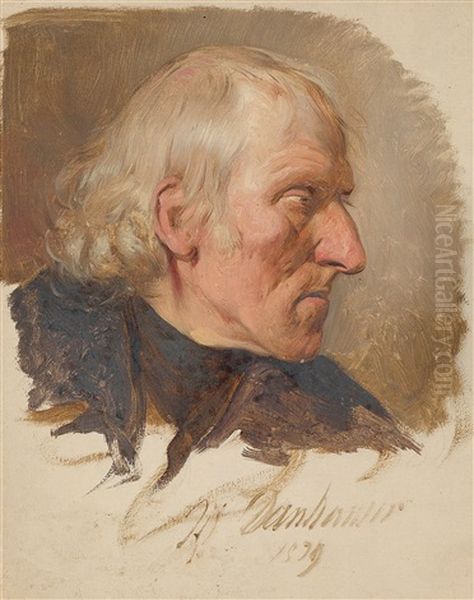 Bildnis Eines Herrn (study) Oil Painting by Josef Franz Danhauser