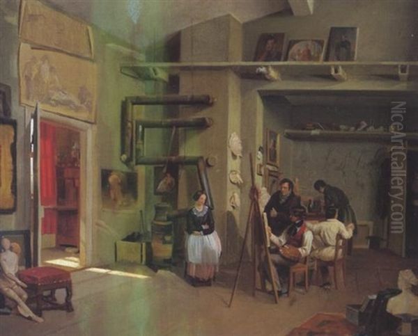 Akademiestuck, Klasse Aus St. Anna Oil Painting by Josef Franz Danhauser