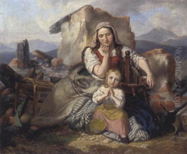 Schicksalsschlag Oil Painting by Josef Franz Danhauser