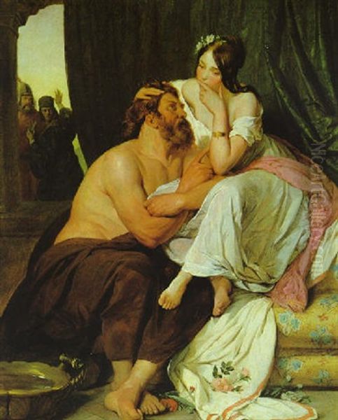 Samson Und Dalila Oil Painting by Josef Franz Danhauser