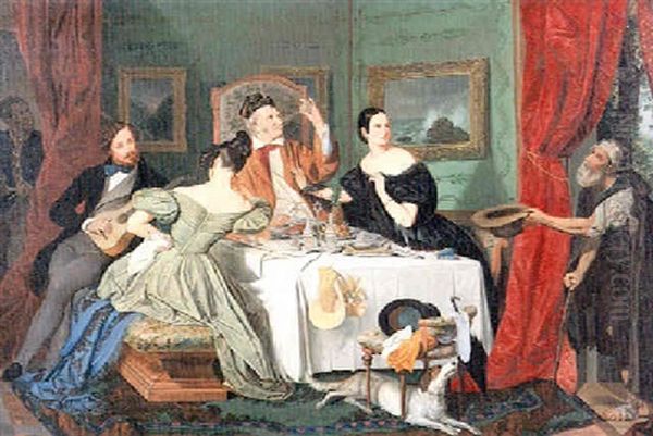 Lazarus And The Rich Man Oil Painting by Josef Franz Danhauser