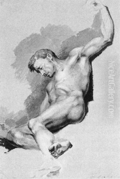 Mannlicher Akt Oil Painting by Josef Franz Danhauser