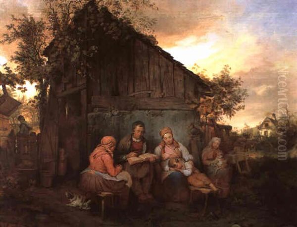 Abendruhe Oil Painting by Josef Franz Danhauser