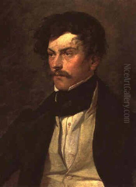 Junger Mann Mit Sturmzerzaustem Haar Oil Painting by Josef Franz Danhauser