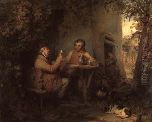Die Weinkoster Oil Painting by Josef Franz Danhauser