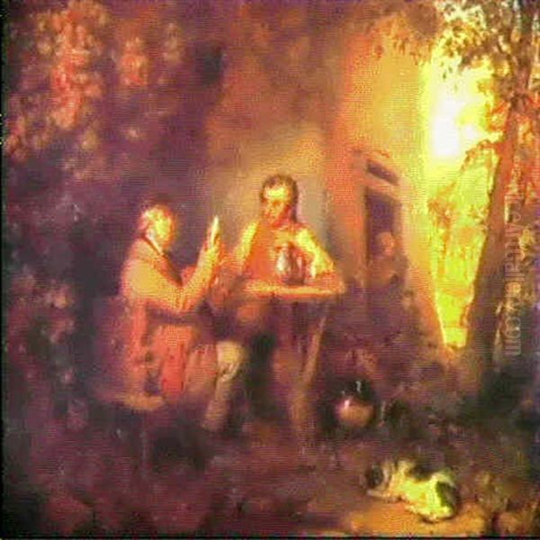 Die Weinkoster Oil Painting by Josef Franz Danhauser